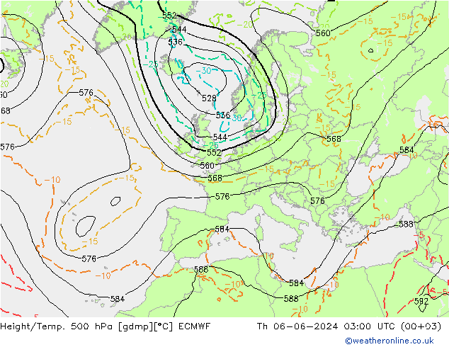 Height/Temp. 500 гПа ECMWF чт 06.06.2024 03 UTC