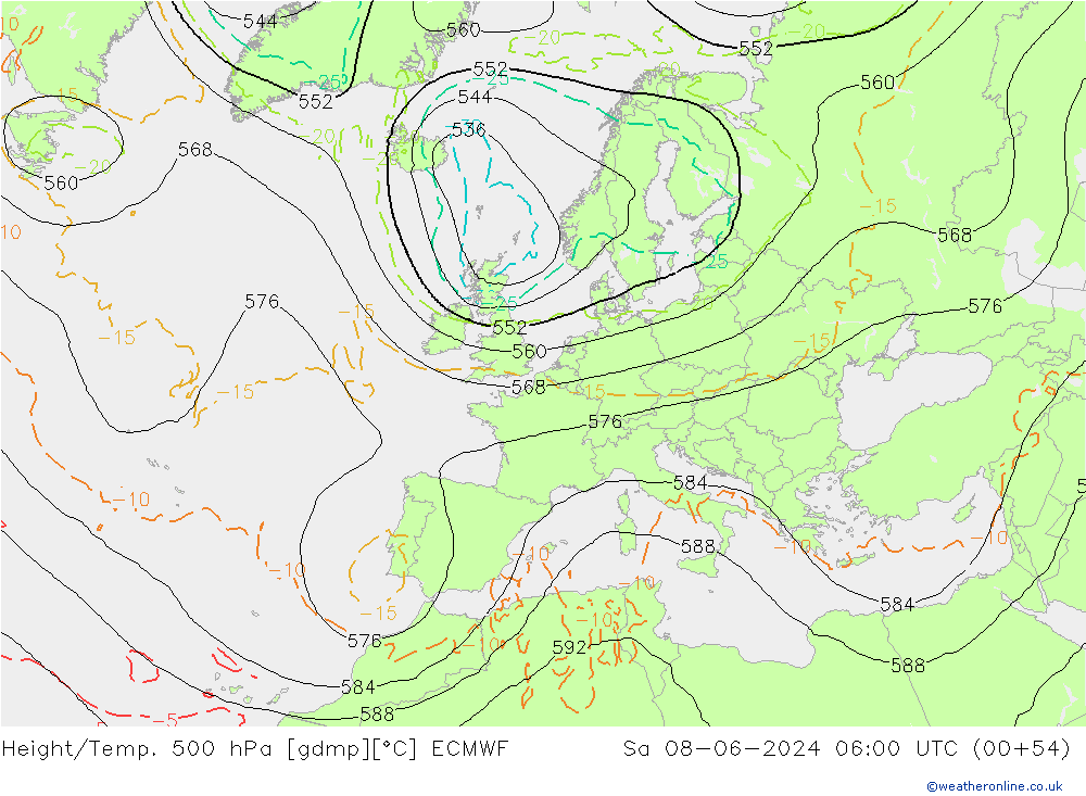 Z500/Rain (+SLP)/Z850 ECMWF sam 08.06.2024 06 UTC