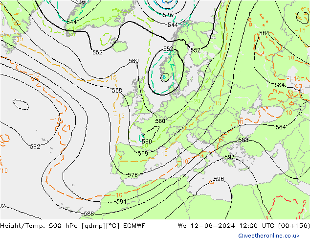 Height/Temp. 500 hPa ECMWF  12.06.2024 12 UTC