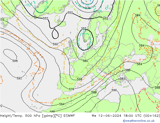 Z500/Rain (+SLP)/Z850 ECMWF We 12.06.2024 18 UTC