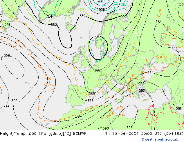 Z500/Yağmur (+YB)/Z850 ECMWF Per 13.06.2024 00 UTC