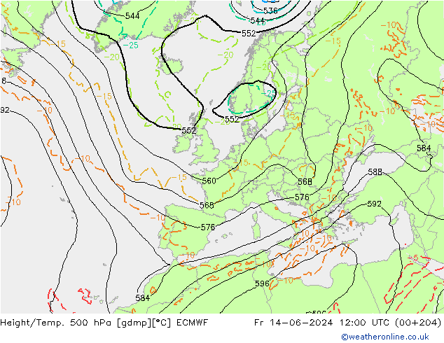 Z500/Regen(+SLP)/Z850 ECMWF vr 14.06.2024 12 UTC