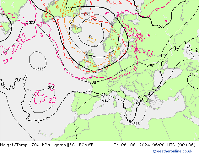 Height/Temp. 700 гПа ECMWF чт 06.06.2024 06 UTC