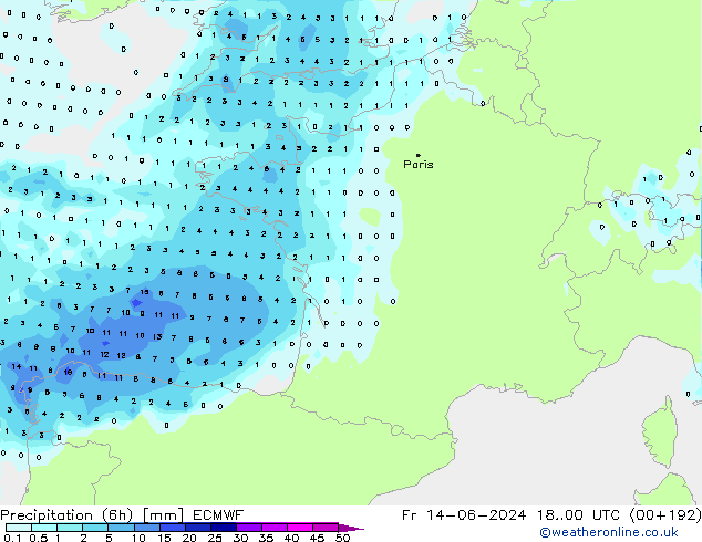 Z500/Rain (+SLP)/Z850 ECMWF ven 14.06.2024 00 UTC