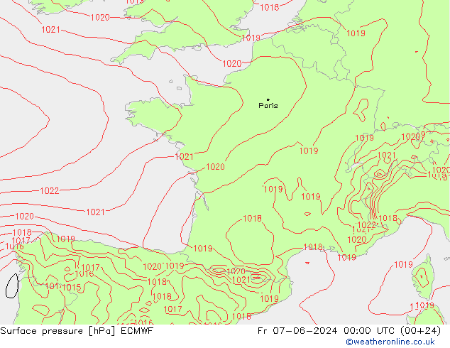 Bodendruck ECMWF Fr 07.06.2024 00 UTC