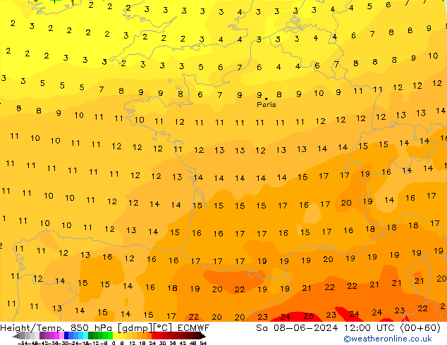 Yükseklik/Sıc. 850 hPa ECMWF Cts 08.06.2024 12 UTC