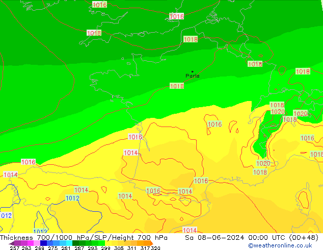 700-1000 hPa Kalınlığı ECMWF Cts 08.06.2024 00 UTC