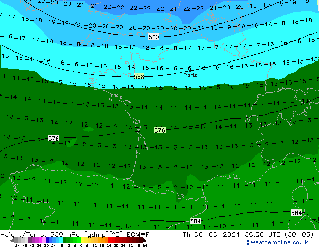 Z500/Rain (+SLP)/Z850 ECMWF jeu 06.06.2024 06 UTC