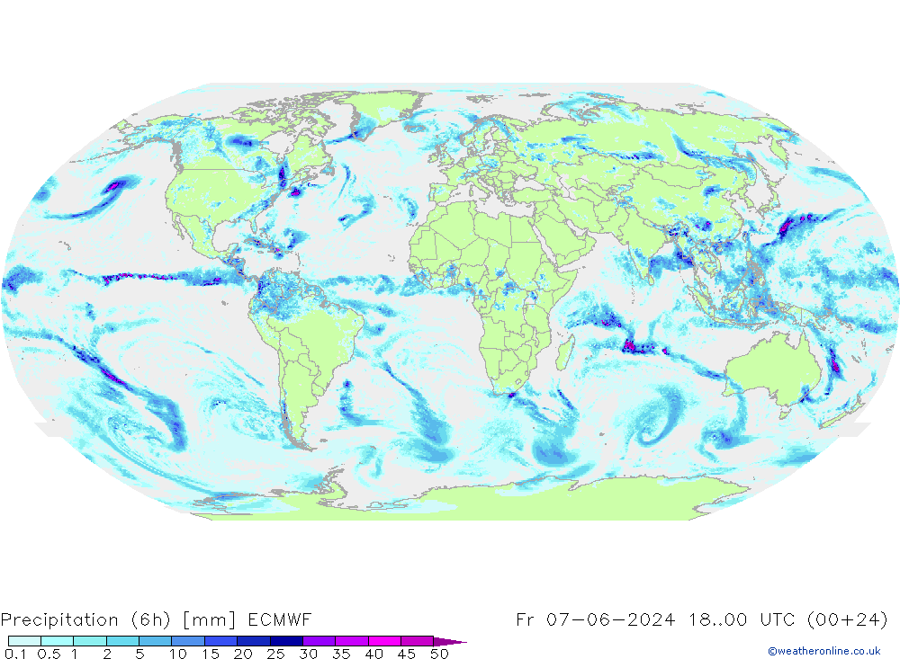 Z500/Rain (+SLP)/Z850 ECMWF пт 07.06.2024 00 UTC