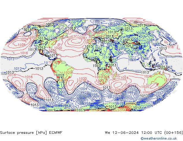 Surface pressure ECMWF We 12.06.2024 12 UTC