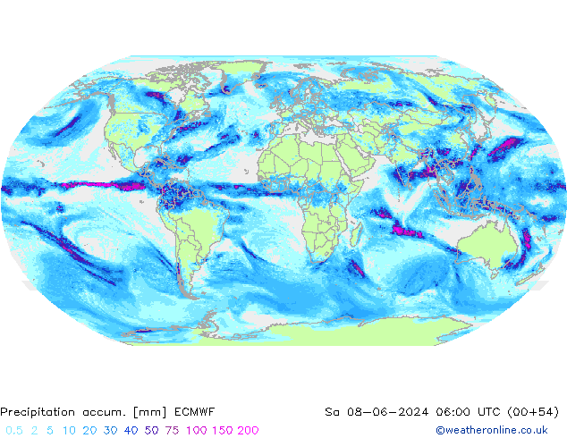 Precipitation accum. ECMWF Sáb 08.06.2024 06 UTC