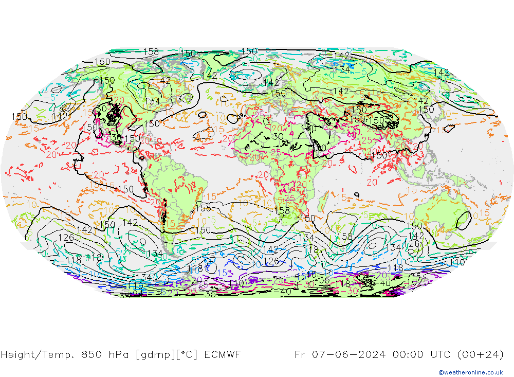 Z500/Rain (+SLP)/Z850 ECMWF пт 07.06.2024 00 UTC