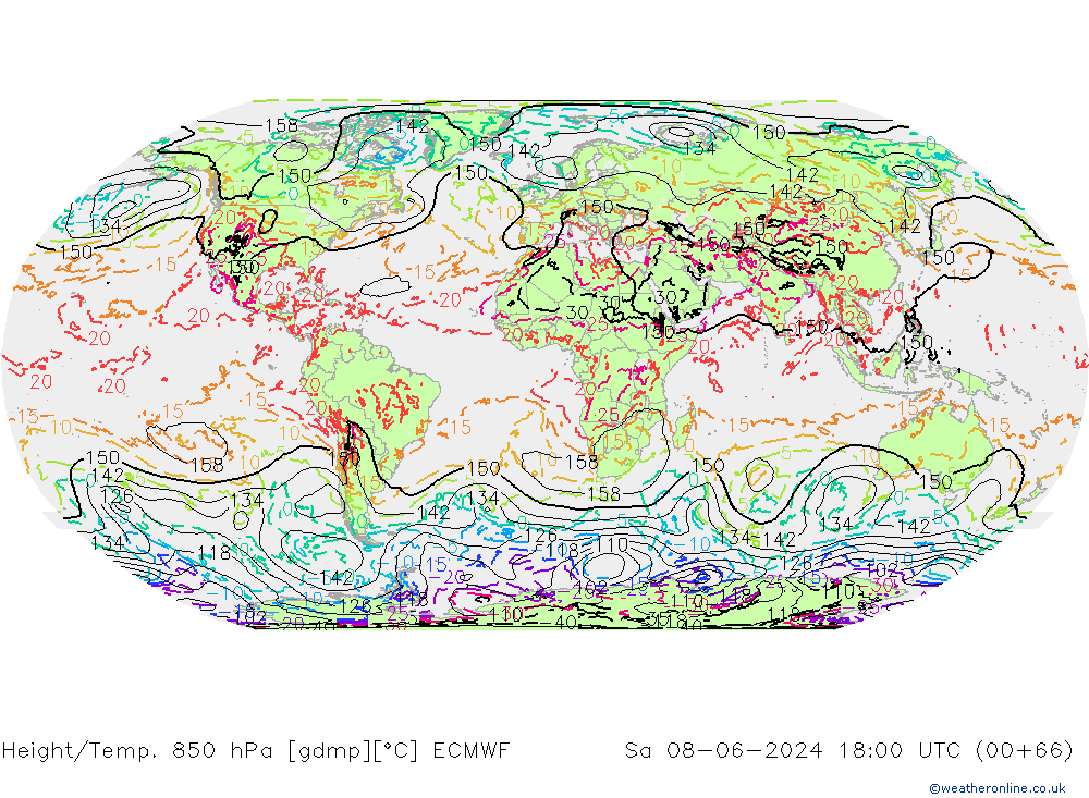 Height/Temp. 850 hPa ECMWF  08.06.2024 18 UTC