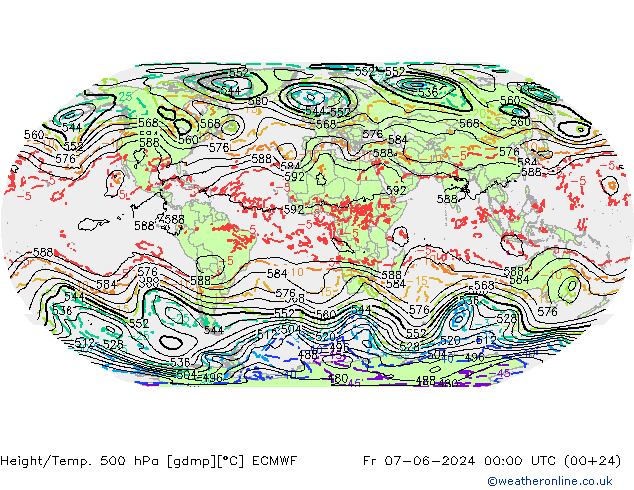 Z500/Rain (+SLP)/Z850 ECMWF ven 07.06.2024 00 UTC