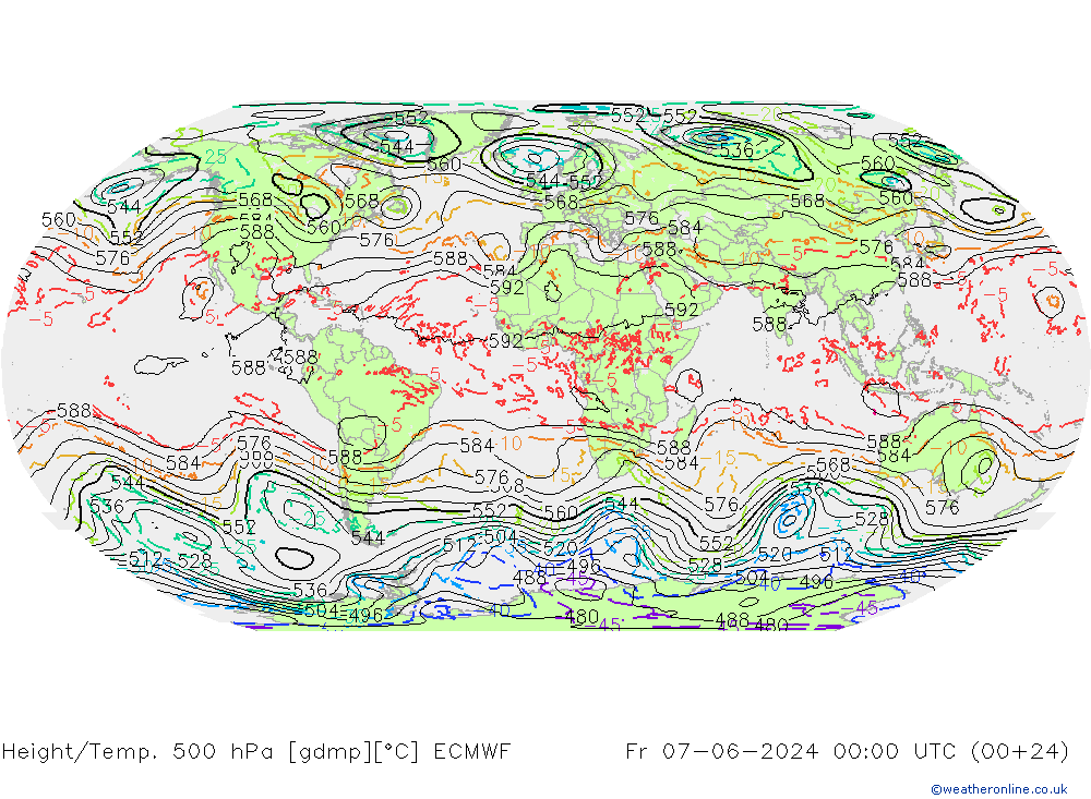 Z500/Rain (+SLP)/Z850 ECMWF пт 07.06.2024 00 UTC