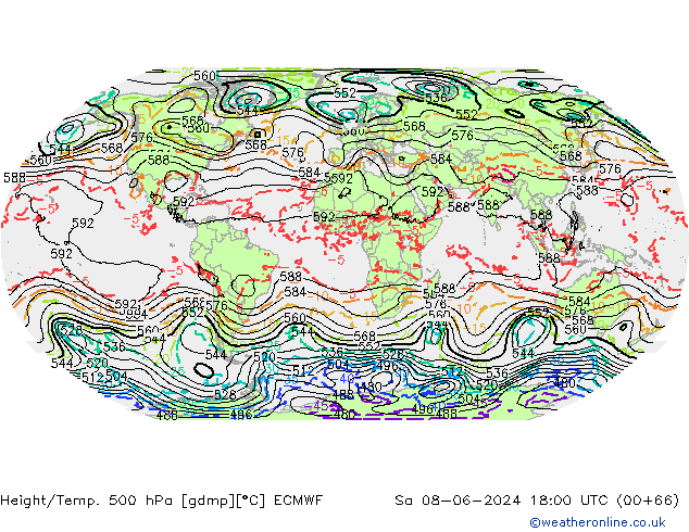 Height/Temp. 500 hPa ECMWF  08.06.2024 18 UTC