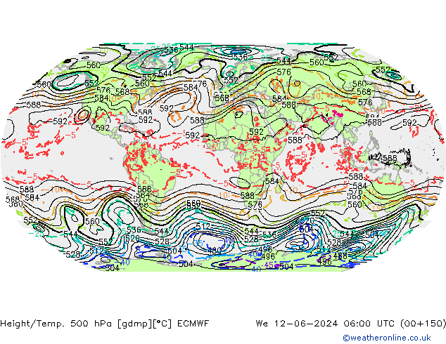 Z500/Rain (+SLP)/Z850 ECMWF We 12.06.2024 06 UTC