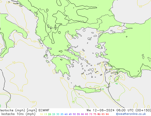 Isotachen (mph) ECMWF Mi 12.06.2024 06 UTC