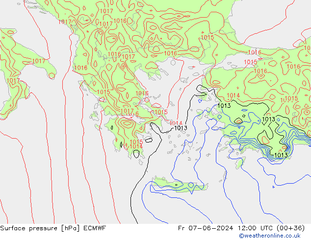 Bodendruck ECMWF Fr 07.06.2024 12 UTC