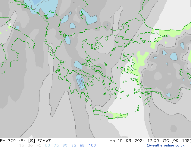 RH 700 hPa ECMWF  10.06.2024 12 UTC