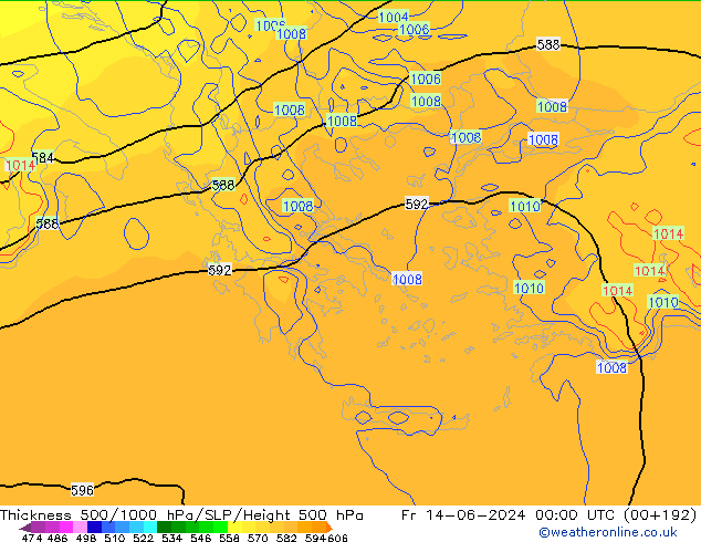 Thck 500-1000hPa ECMWF Sex 14.06.2024 00 UTC