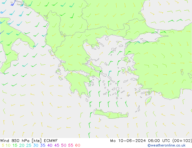 Wind 850 hPa ECMWF Mo 10.06.2024 06 UTC