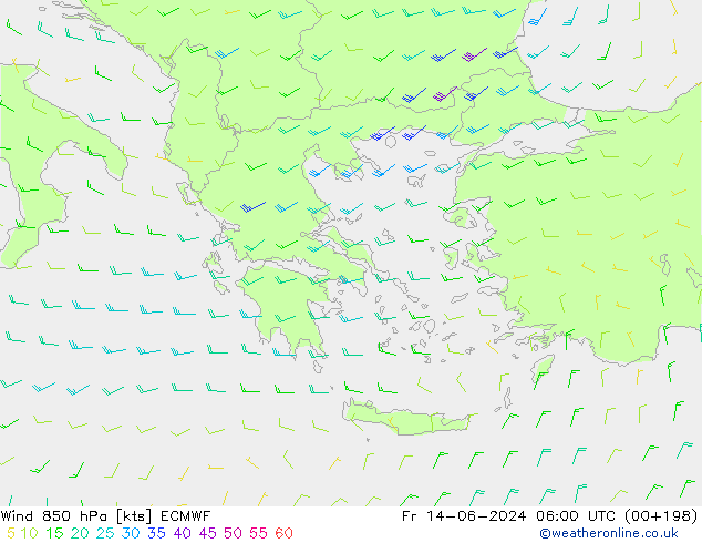 Wind 850 hPa ECMWF Fr 14.06.2024 06 UTC