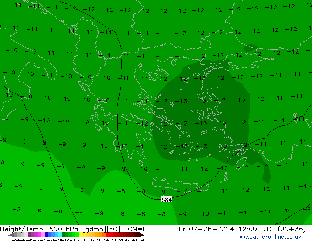 Z500/Rain (+SLP)/Z850 ECMWF ven 07.06.2024 12 UTC