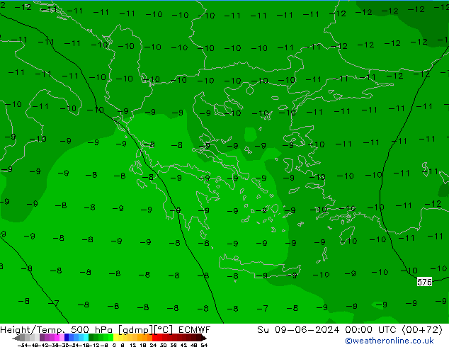 Z500/Rain (+SLP)/Z850 ECMWF So 09.06.2024 00 UTC