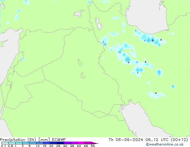 Precipitação (6h) ECMWF Qui 06.06.2024 12 UTC