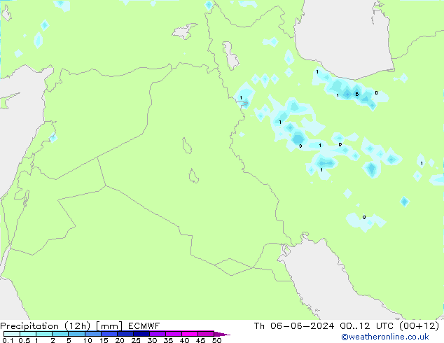 Precipitation (12h) ECMWF Th 06.06.2024 12 UTC