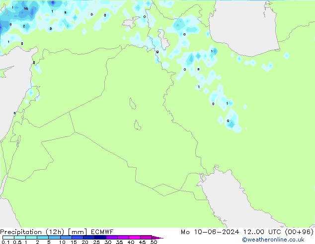 Précipitation (12h) ECMWF lun 10.06.2024 00 UTC