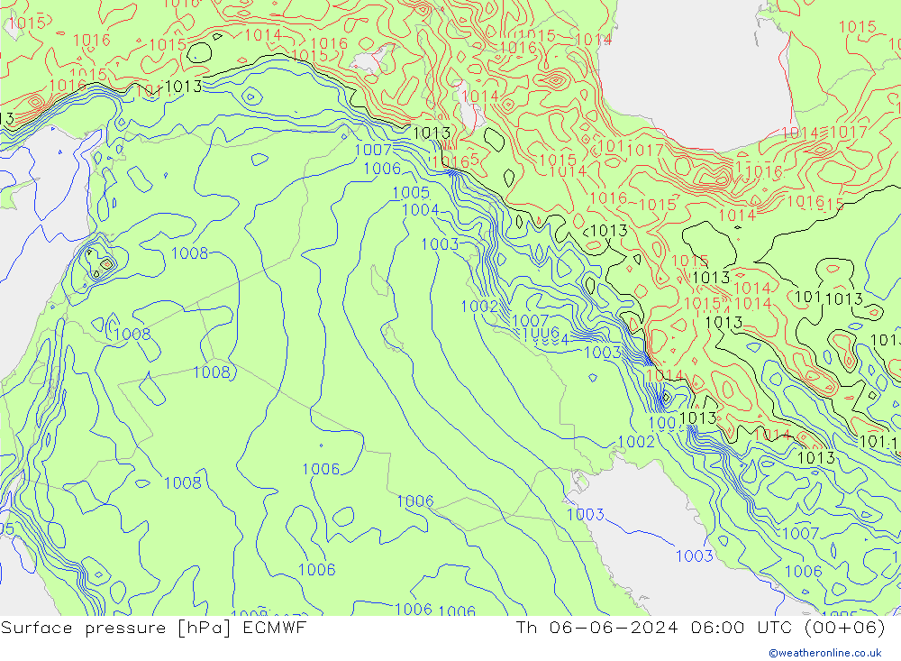 ciśnienie ECMWF czw. 06.06.2024 06 UTC