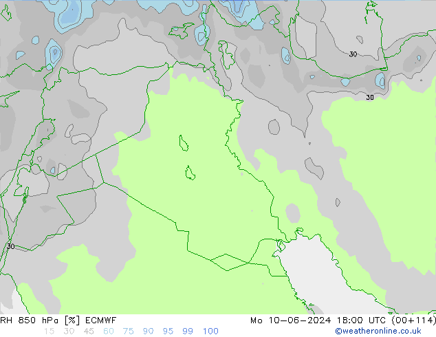 850 hPa Nispi Nem ECMWF Pzt 10.06.2024 18 UTC