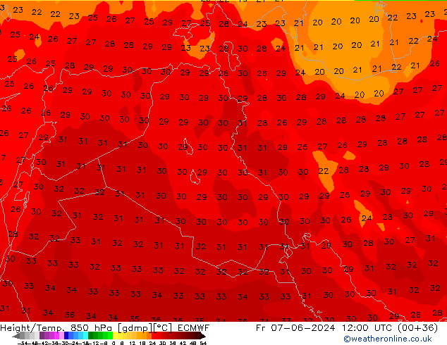 Z500/Yağmur (+YB)/Z850 ECMWF Cu 07.06.2024 12 UTC