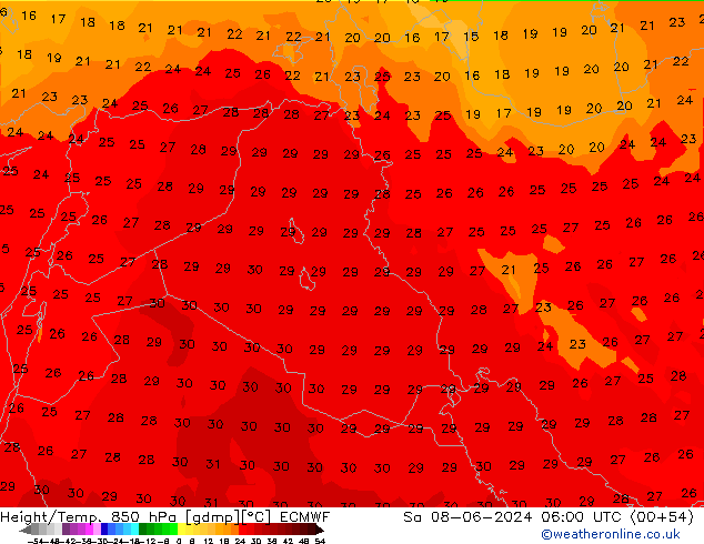 Z500/Rain (+SLP)/Z850 ECMWF Sáb 08.06.2024 06 UTC