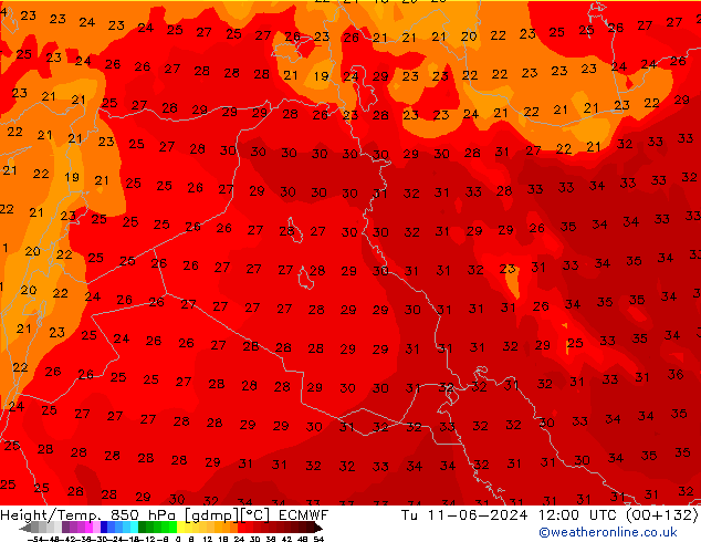 Z500/Rain (+SLP)/Z850 ECMWF mar 11.06.2024 12 UTC