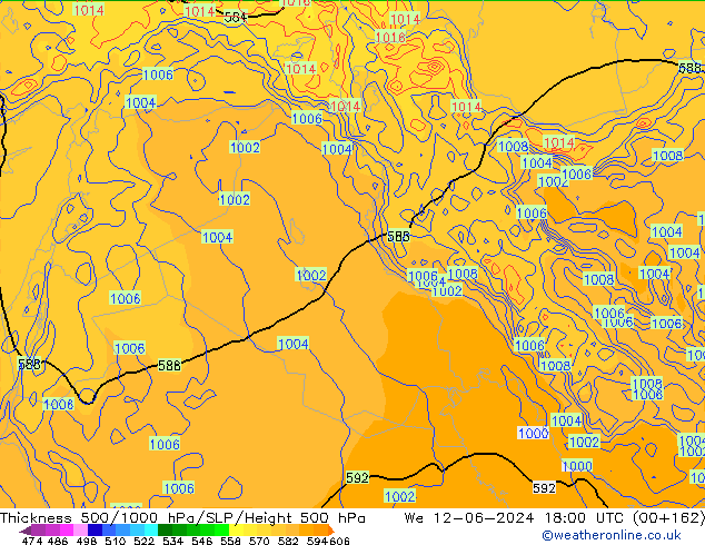 Dikte 500-1000hPa ECMWF wo 12.06.2024 18 UTC