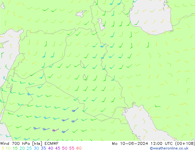 Vento 700 hPa ECMWF Seg 10.06.2024 12 UTC