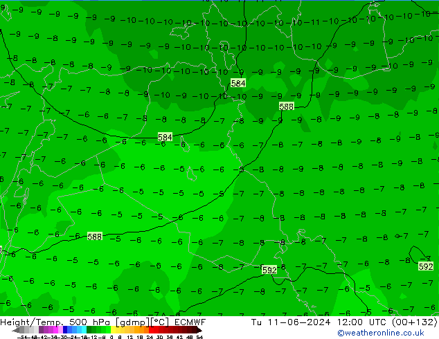 Z500/Rain (+SLP)/Z850 ECMWF mar 11.06.2024 12 UTC