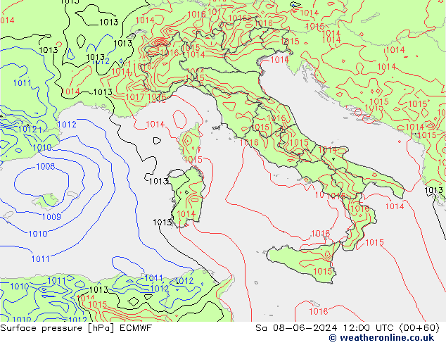 приземное давление ECMWF сб 08.06.2024 12 UTC