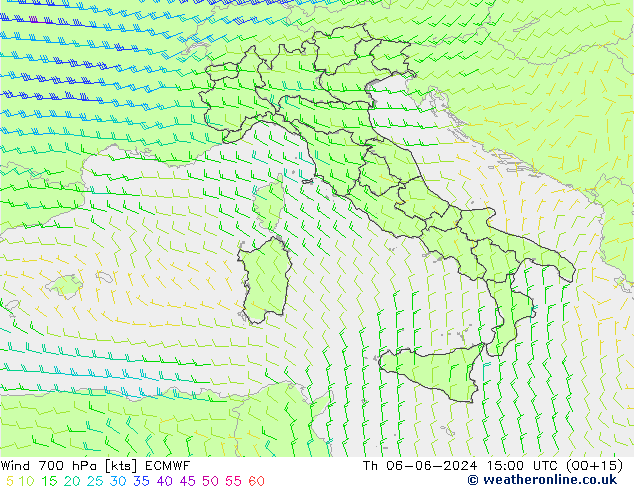 ветер 700 гПа ECMWF чт 06.06.2024 15 UTC