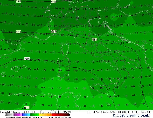 Z500/Regen(+SLP)/Z850 ECMWF vr 07.06.2024 00 UTC