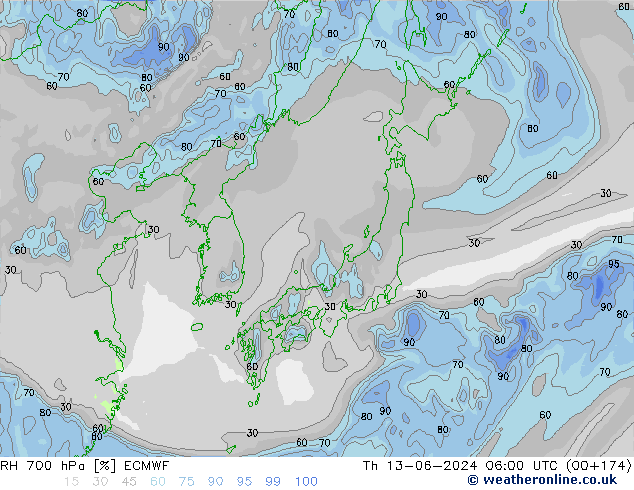 RV 700 hPa ECMWF do 13.06.2024 06 UTC