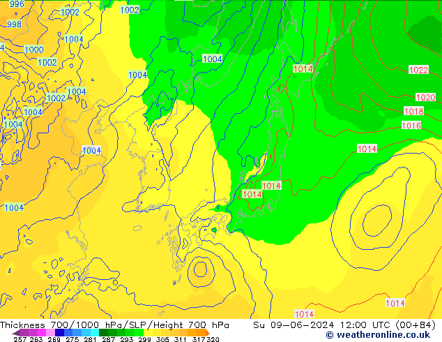 Thck 700-1000 hPa ECMWF Ne 09.06.2024 12 UTC