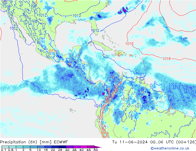 Z500/Rain (+SLP)/Z850 ECMWF Tu 11.06.2024 06 UTC