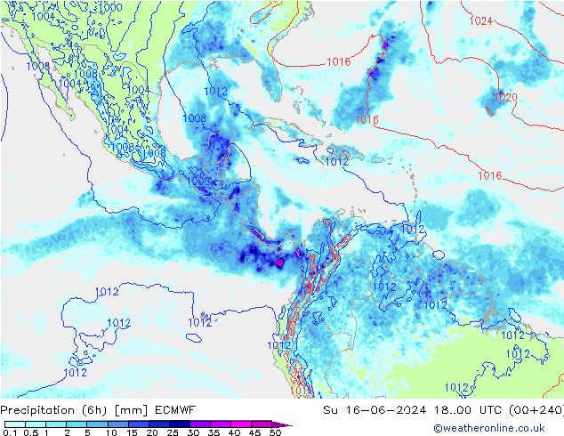 Z500/Rain (+SLP)/Z850 ECMWF So 16.06.2024 00 UTC