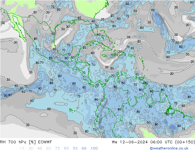 RH 700 hPa ECMWF St 12.06.2024 06 UTC