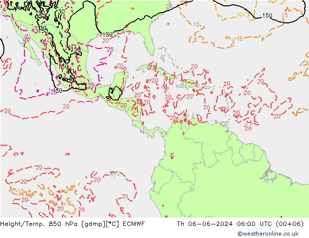 Z500/Rain (+SLP)/Z850 ECMWF Qui 06.06.2024 06 UTC