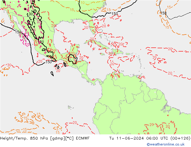 Z500/Rain (+SLP)/Z850 ECMWF Tu 11.06.2024 06 UTC